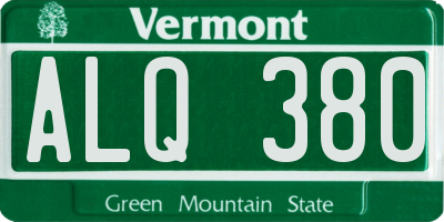 VT license plate ALQ380