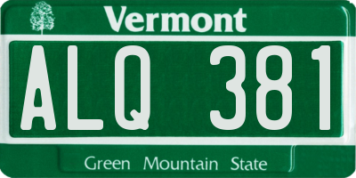 VT license plate ALQ381
