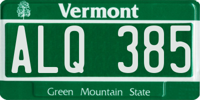 VT license plate ALQ385
