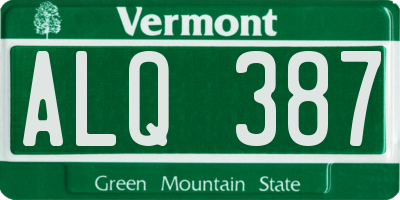 VT license plate ALQ387