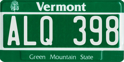 VT license plate ALQ398