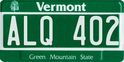 VT license plate ALQ402