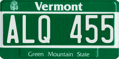 VT license plate ALQ455