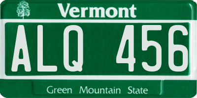 VT license plate ALQ456