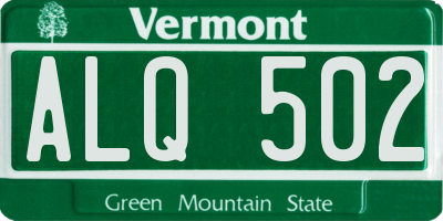VT license plate ALQ502