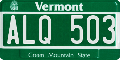 VT license plate ALQ503