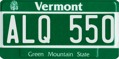 VT license plate ALQ550
