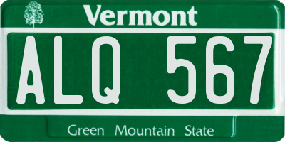 VT license plate ALQ567