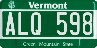 VT license plate ALQ598