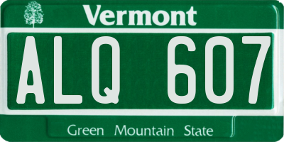 VT license plate ALQ607