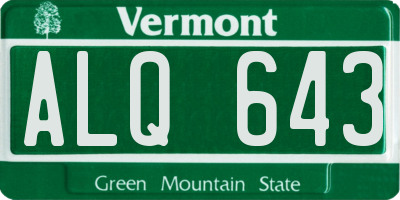 VT license plate ALQ643