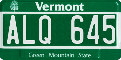 VT license plate ALQ645