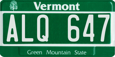 VT license plate ALQ647