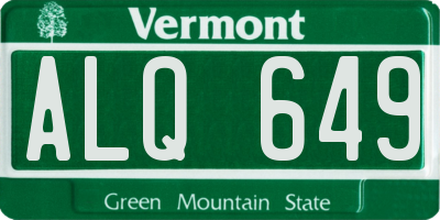 VT license plate ALQ649
