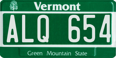 VT license plate ALQ654