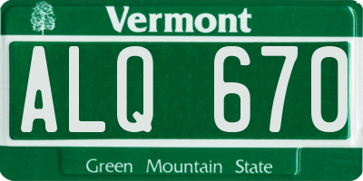 VT license plate ALQ670