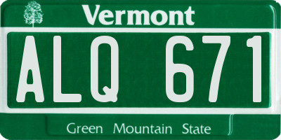 VT license plate ALQ671