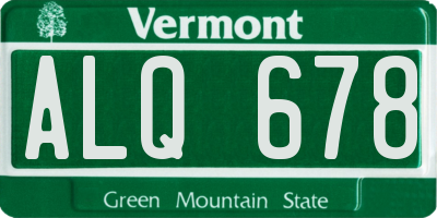 VT license plate ALQ678
