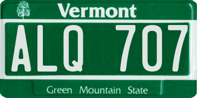 VT license plate ALQ707