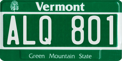 VT license plate ALQ801