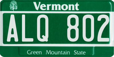 VT license plate ALQ802