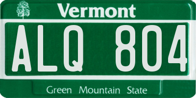 VT license plate ALQ804