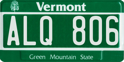 VT license plate ALQ806