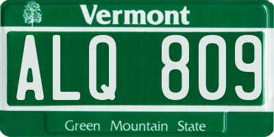 VT license plate ALQ809