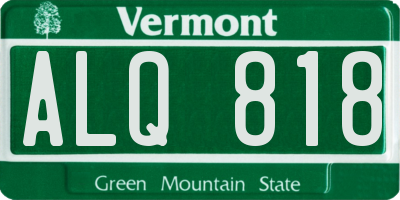 VT license plate ALQ818