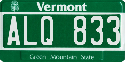 VT license plate ALQ833
