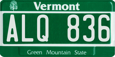 VT license plate ALQ836