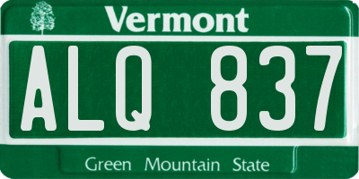VT license plate ALQ837