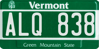 VT license plate ALQ838