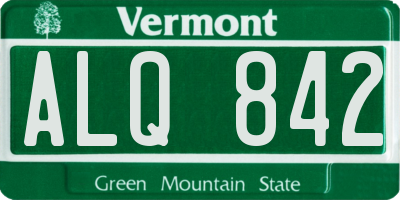 VT license plate ALQ842