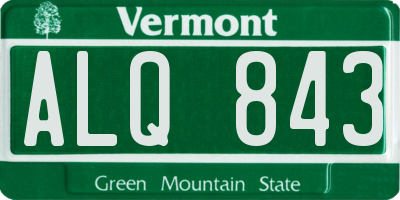 VT license plate ALQ843