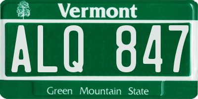 VT license plate ALQ847