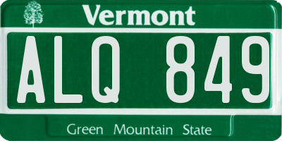 VT license plate ALQ849