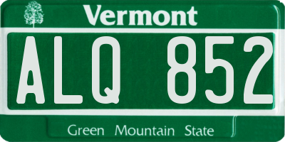VT license plate ALQ852