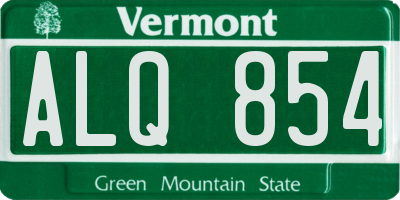VT license plate ALQ854