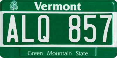 VT license plate ALQ857
