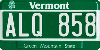 VT license plate ALQ858