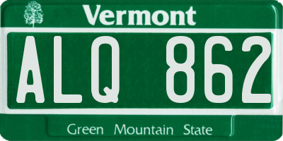 VT license plate ALQ862