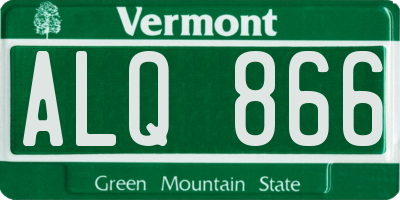 VT license plate ALQ866