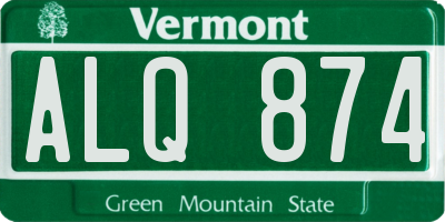 VT license plate ALQ874