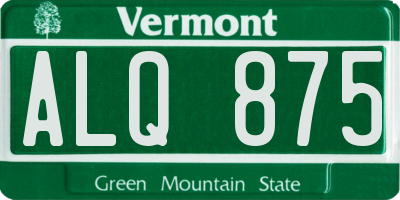 VT license plate ALQ875
