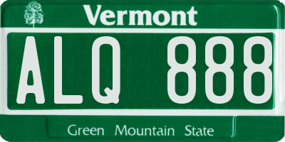 VT license plate ALQ888