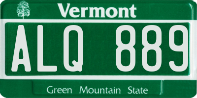 VT license plate ALQ889