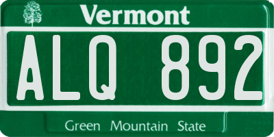 VT license plate ALQ892