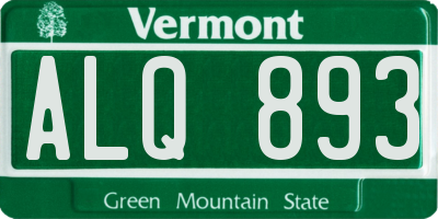 VT license plate ALQ893