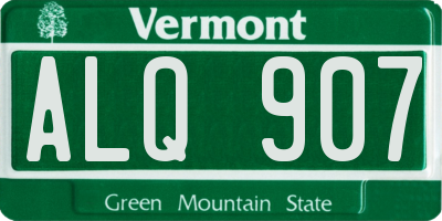 VT license plate ALQ907
